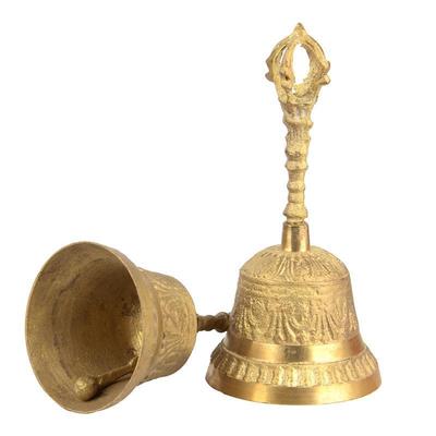 100% Messing Handarbeit Große Gravierte Handglocke Erzeugt Lauten und Klaren Klang Schule Meditation Kirche Bronze Glocke Kreatives Geschenk