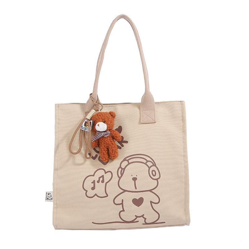 Korean Lazy Style Large Canvas Tote Bag - Fashionable, Versatile, High-End Women's Commuter Shoulder Bag