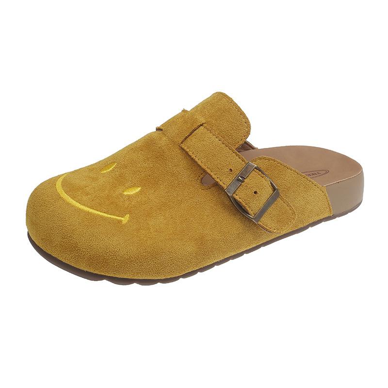 

Милые декоративные хлопковые женские тапочки со смайликом--теплые, с поддержкой свода стопы, повседневные домашние уличные туфли 40 жёлтый