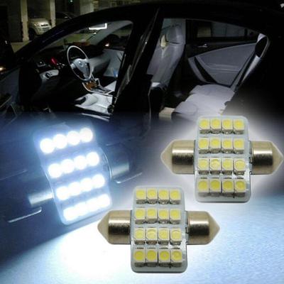 2 Pièces 31mm 3528 16 LED SMD Blanc Festoon Dôme Ampoules de Voiture