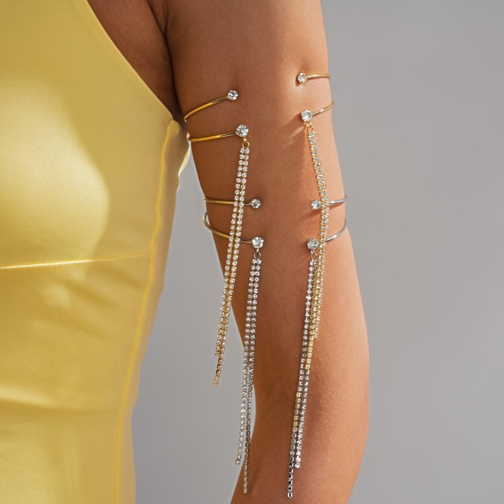 Tassel Upper Arm Cuff Rhinestone Fringe Armlet Fashion Jewelry Crystal Armband Party
