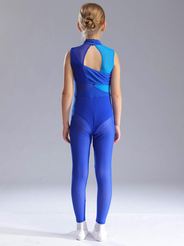 Girls Figure Skating Dress Ballet Latin Dance Leotard Kids Cut Out Rhythmic Gymnastics Acrobatics Athletics Unitard