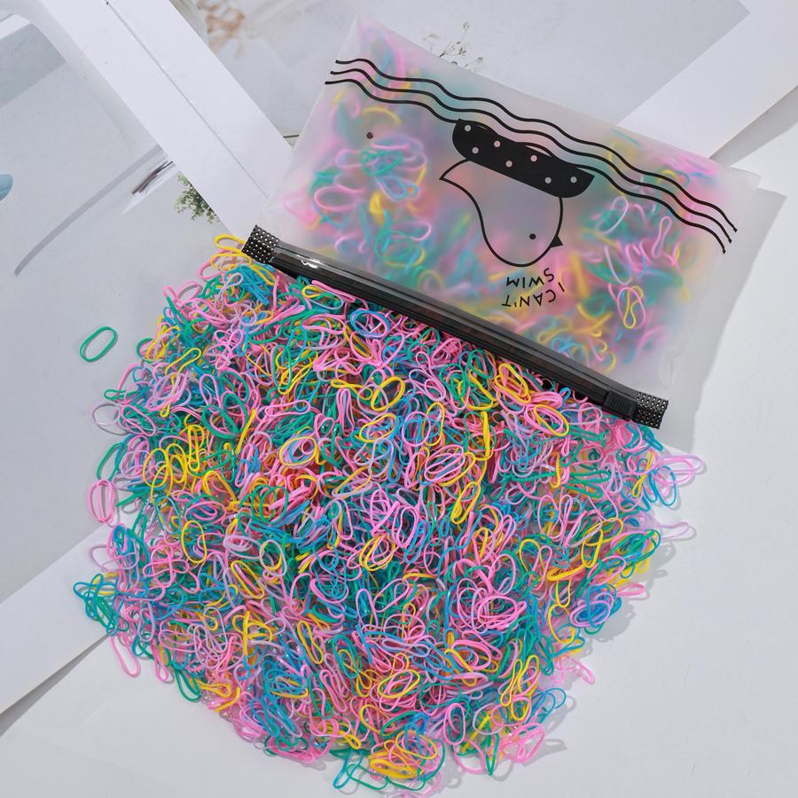 500/1000/2000Pcs Girls Colourful Disposable Rubber Band Hair Ties Headband Children Ponytail Holder Bands Kids Hair Accessories