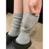 Solid Color Knitted Long Stack Socks for Women, Black, White and Gray, Sweat-absorbing, Versatile Summer Stockings