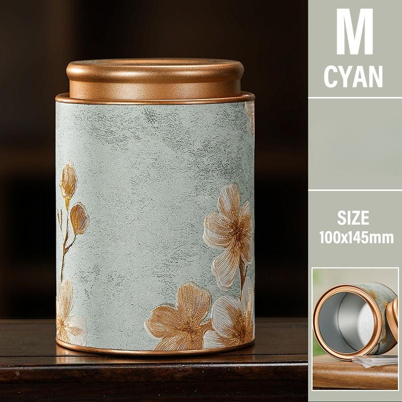 Flower Pattern Empty Tea Tin Can Household Green Black Tea Sealed Jar Spice Jars Small Packaging Gift Box Tinplate Storage Can
