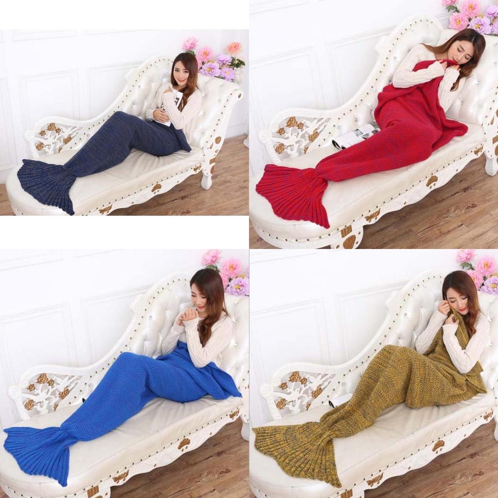 Meerjungfrauen-Decke aus Strickstoff für Frühling und Herbst Komfort und Wärme