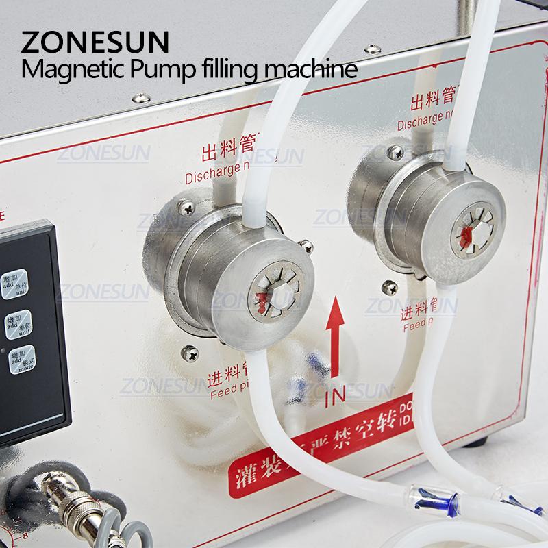 ZONESUN YG2 Magnetpumpe Elektrisch 2 Köpfe Erfrischungsgetränk Ätherisches Öl Ethanol Desinfektion Alkohol Flasche Flüssigkeitsabfüllmaschine