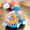 2PCS Friction Toy Pull Back Vehicle Transparent Body Working Gear Press and Go Sliding Car Educational Toy For Toddler