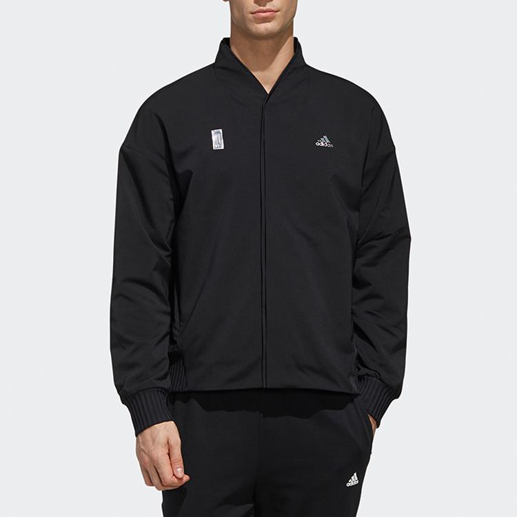 Adidas Wj Jkt Warm Logo Print Casual Sports Woven Jacket Men Jackets Black FJ0192