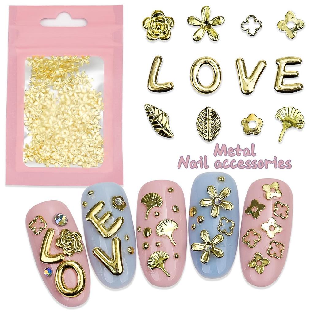 Japanese Style Metal Flower & LOVE Letter Nail Art Decorations