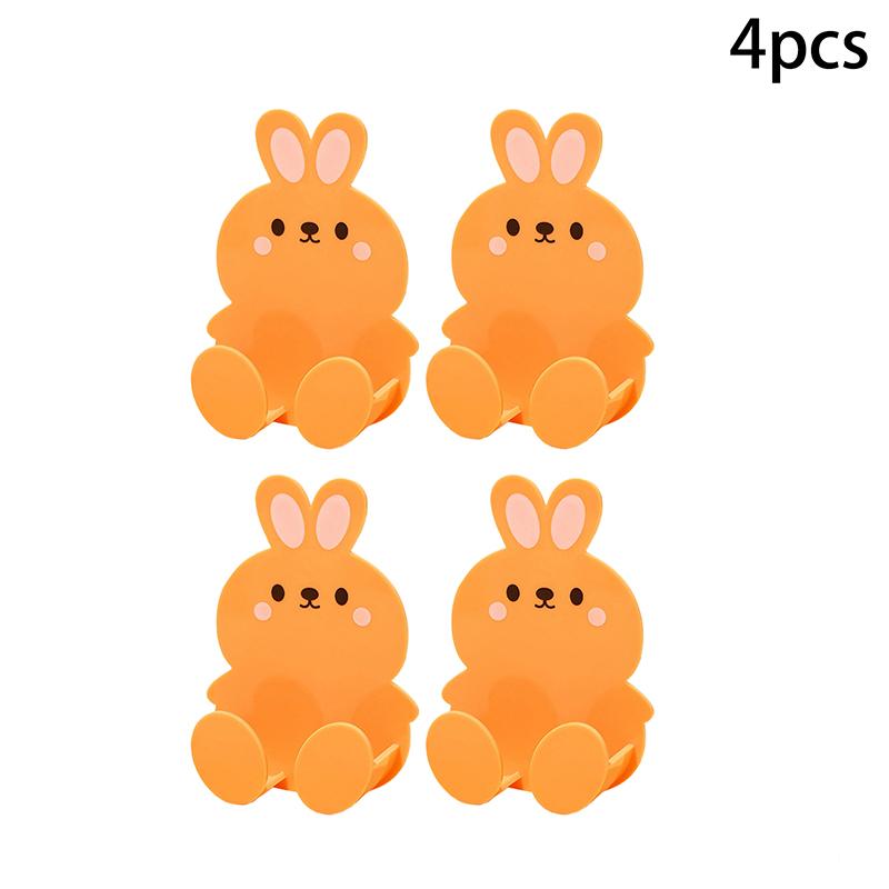 Cute Rabbit Wall Hooks Set - Self-Adhesive Organizer Clips For Cables, Scissors & Small Items