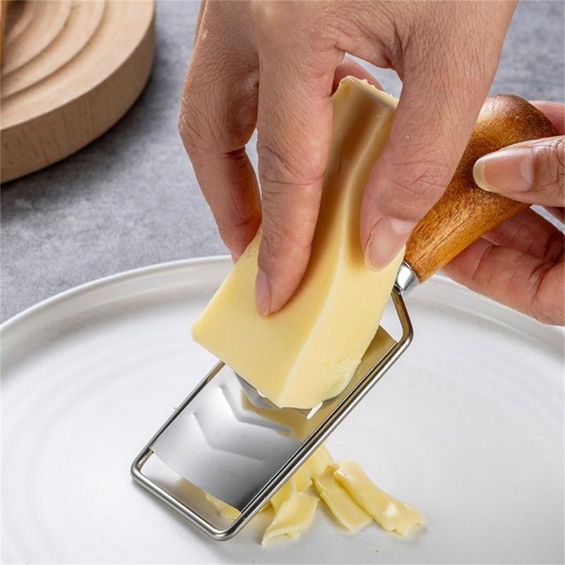 Portable Steel Cheese Shredding Gadget Multipurpose Vegetable Grater Essential Kitchens Tool With Nonslip Wood Handle