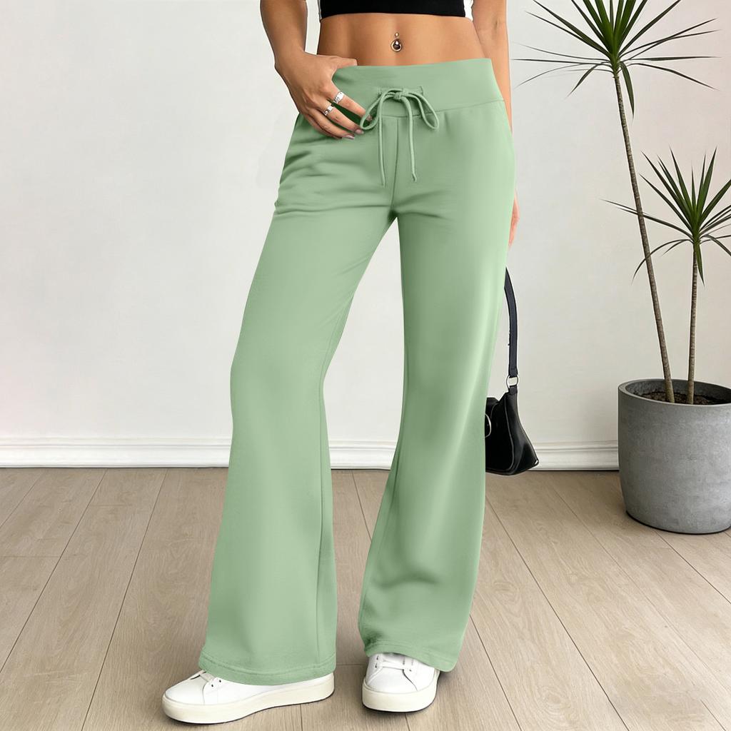 Damen Schlaghose Lässige Kordelzug Elastischer Bund Bequeme Schlaghose Yoga Lose Hose