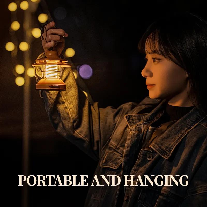 LED USB Desk Lamp Outdoor Emergency Flashlight Rechargeable Metal Vintage Hanging Camping Lamp Hanging Tent Lamp horse lantern