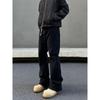 Blaexit American High Street Washed Black Denim Men's Micro-Pull Straight-leg Silm Retro Cleanfit Pants