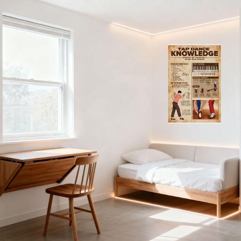 Vintage Tap Dance Knowledge Tin Sign Basics of Trombone Music Rhythm & Footwork Illustration Wall Decor for Home Cafe Bar Man Ca