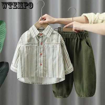 Vêtements pour enfants Costume pour garçons Vêtements pour garçons Ensemble deux pièces et pantalon long Ensemble chemise