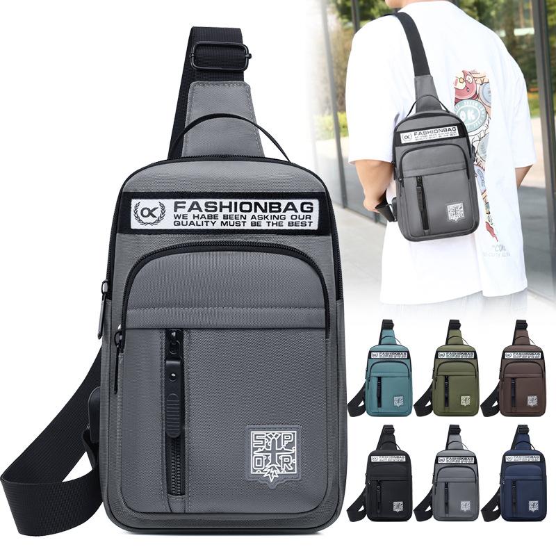 Breast bag men's high-end new single shoulder satchel casual fashion Oxford cloth chest bag outdoor sports lightweight backpack