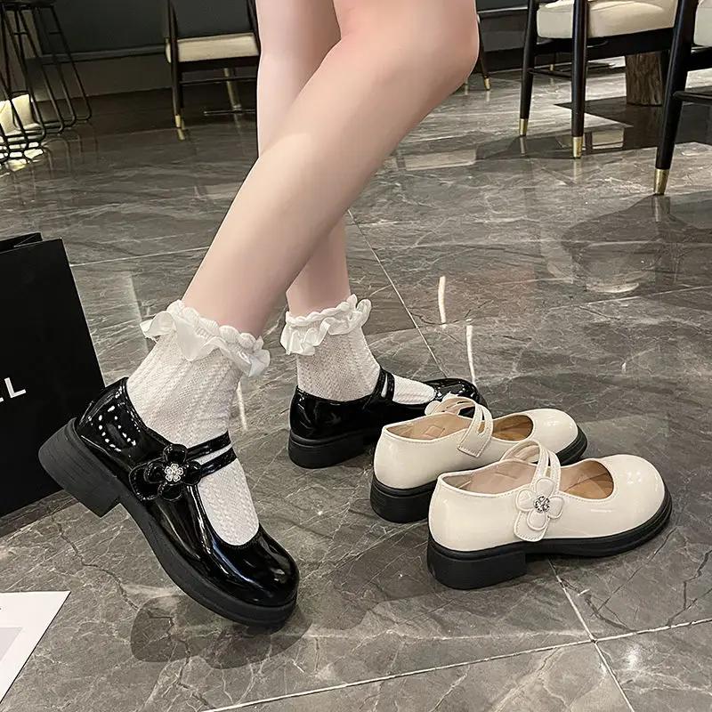 Fashion Woman Pumps Gothic Mary Jane Shoes for Women Moccasins Loafers Japanese Style Lolita Round Toe Slip On 2025 Trend 39 Chic Point
