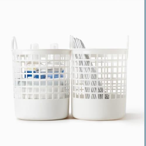 Like-it Town Basket, Mini, White, LBB-16C, Laundry Storage, Made with Approximately 90% Biomass Plastic