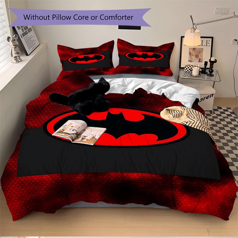 3pcs Batman Symbol Duvet Cover Set, 1 Duvet Cover + 2 Pillowcases (No Insert), High-Definition Print, Home & Dorm Set yy251208084