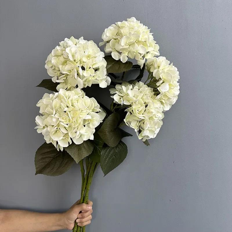 Simulation Hydrangeas 3D Printing Fake Flowers Table Decor Artificial Flower 62cm Hawaiian Hydrangea Branch Office Decoration