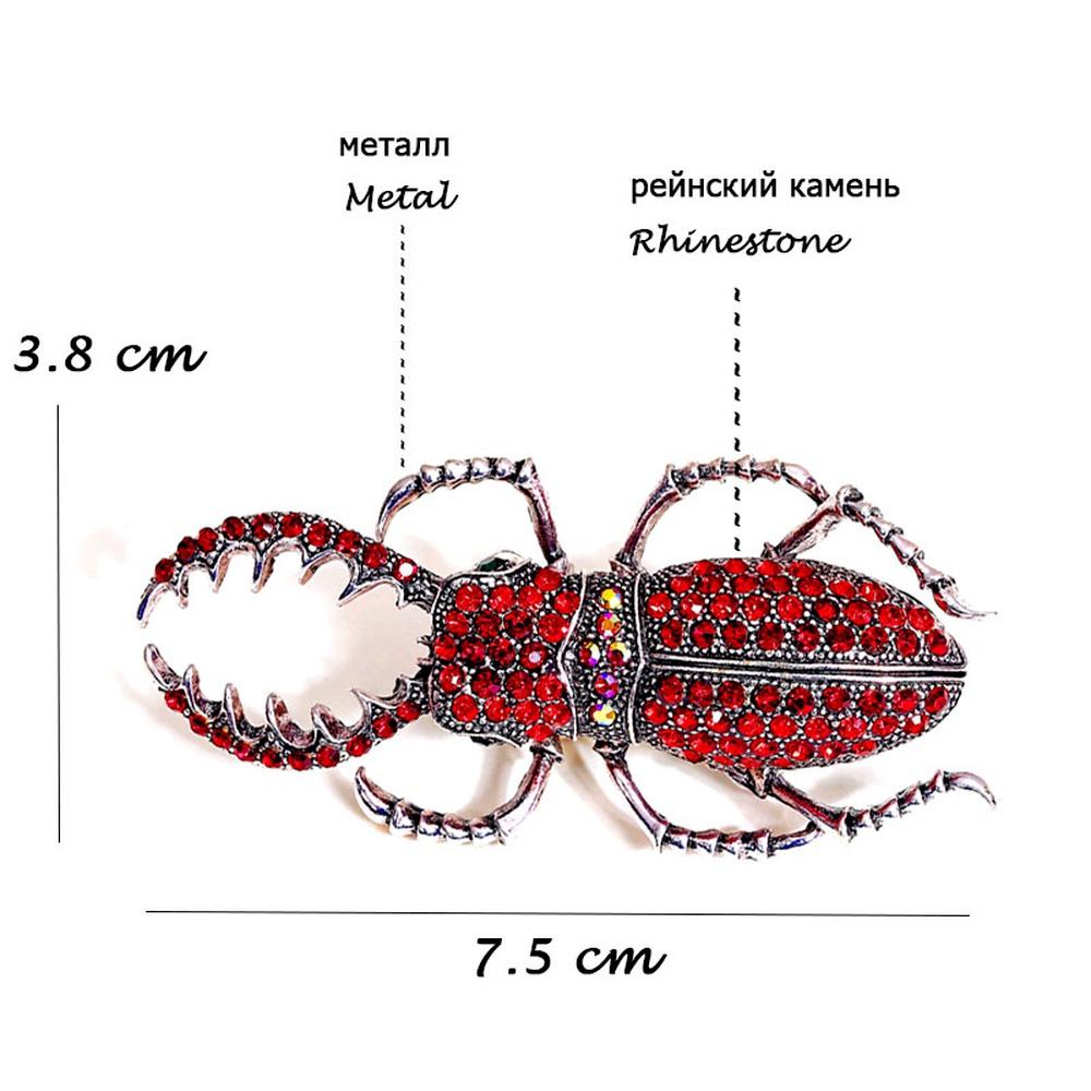 1Pc Beetles Enamel Pin Rhinestone Bugs Brooch Insect Brooches And Pins Scarf Bag Clip Accessories