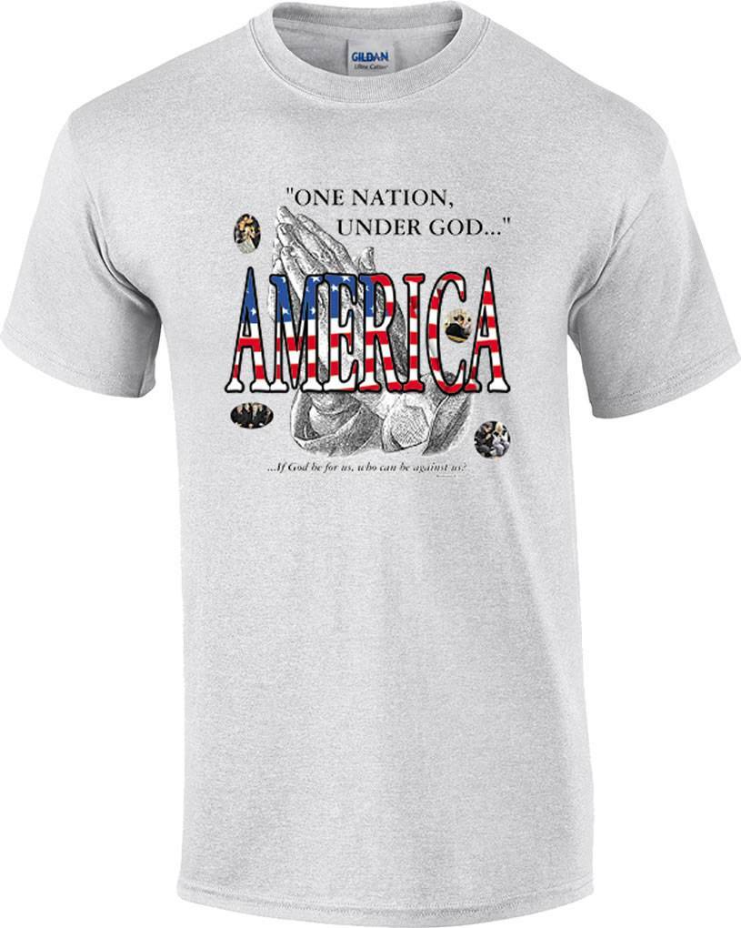 Christian Patriotic America One Nation Under God If God Be For Us T-Shirt L