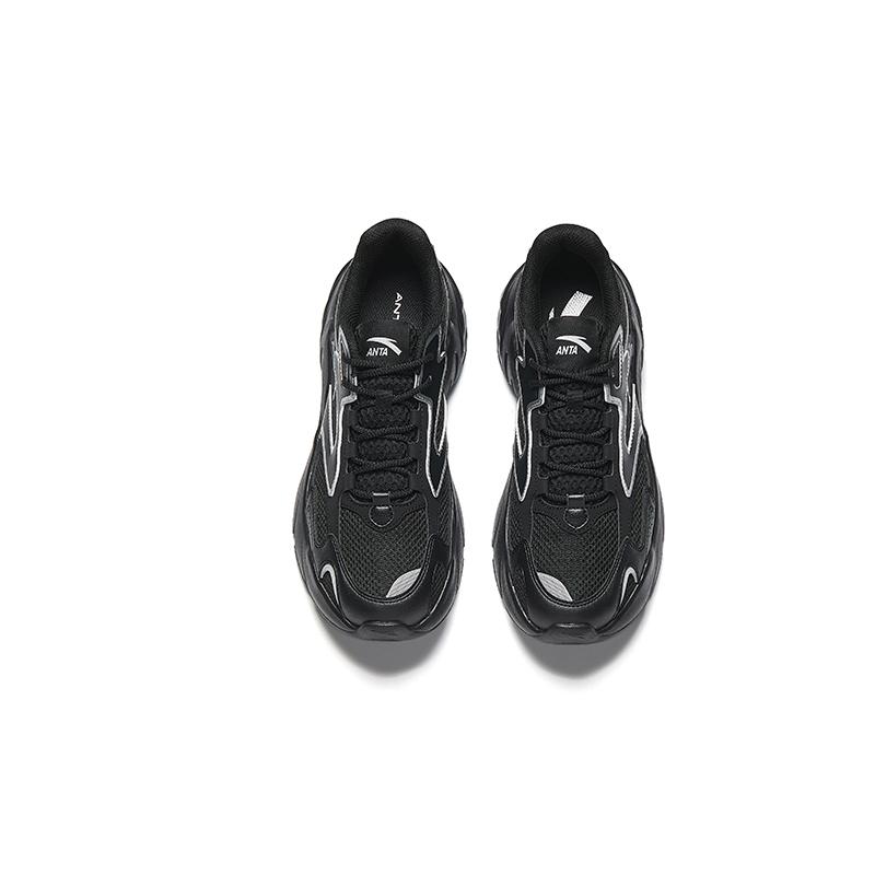 New Anta Anti Slip Wear Resistant Low Top Casual Running Shoes Men's Black Silver 912515505-4