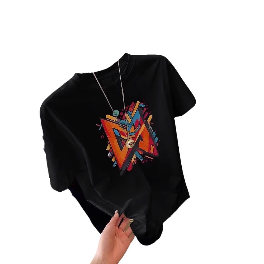 Black short-sleeved t-shirt men's and women's new spring and summer loose large version European trendy brand design niche top