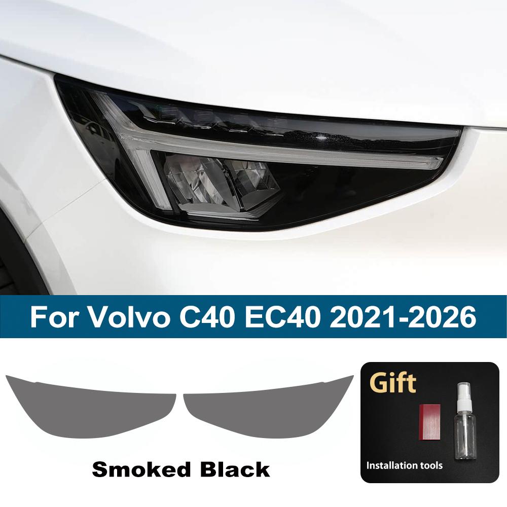 

Premium High-Gloss Smoke Black TPU Headlight Protection Film for Volvo C40 EC40 2026-2026 Pre-Cut PPF Anti-Scratch Vinyl Kit For C40 21-26 SMK