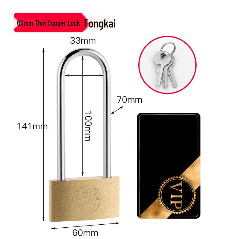 Extra Long Shackle Padlock 30mm Copper with 3 Keys for Cabinets and Doors