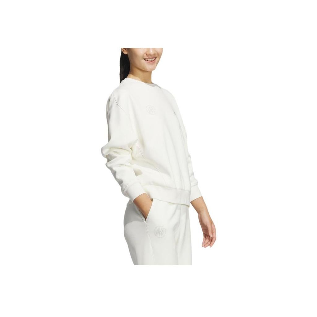 Adidas Lounge FW24 Comfortable Soft Crew Neck Sports Sweatshirt Women Sweatshirt Han-Jade-White JJ3577