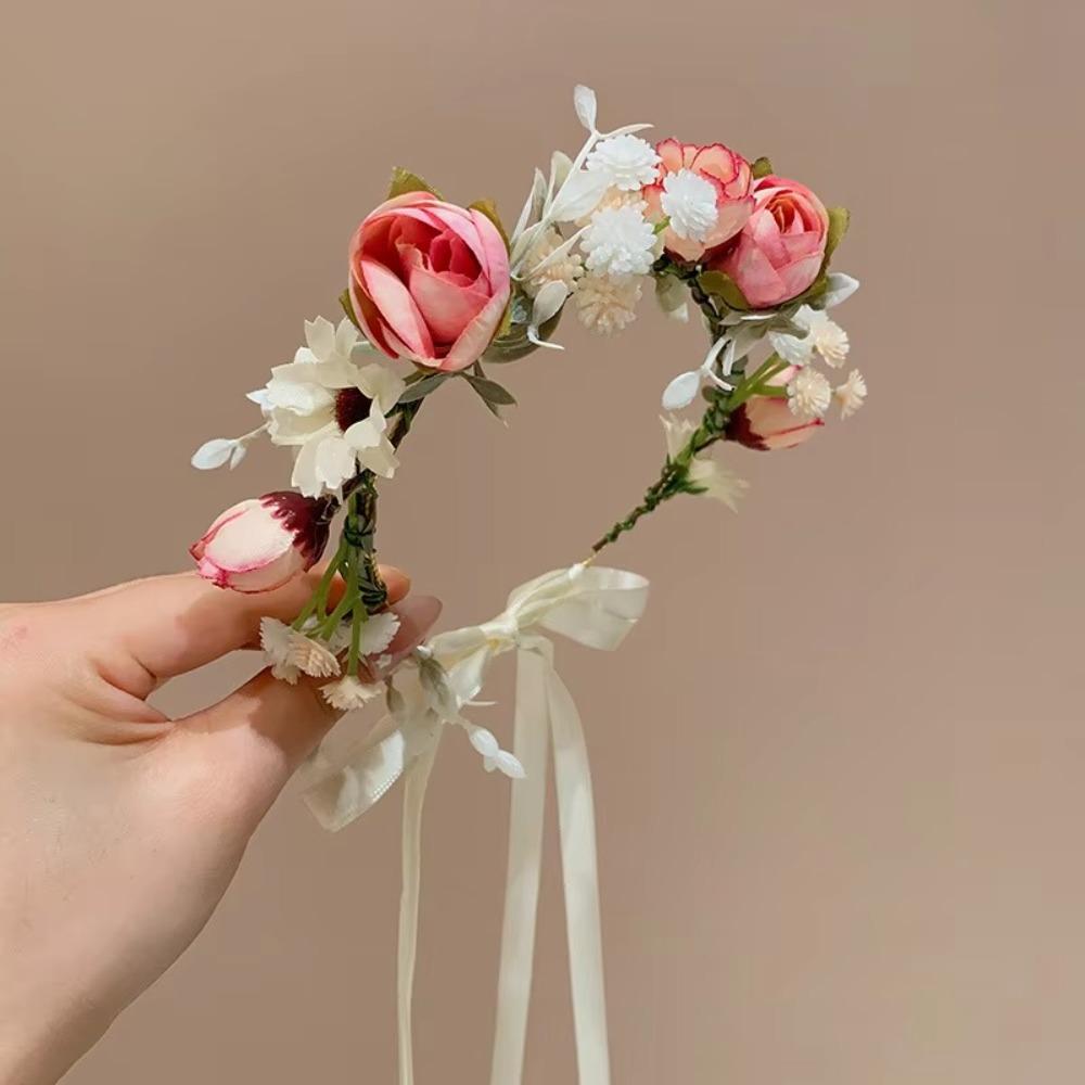 Party Headwear Artificial Flower Crown Children Hair Accessories Wedding Headband  Girls Gift