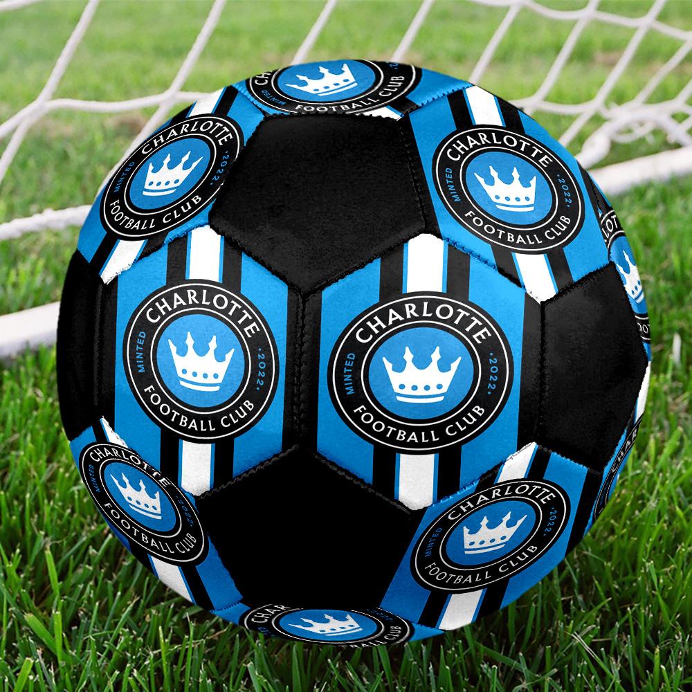 Charlotte FC Indoor Soccer Ball Colorful All Ages Size 5 Machine Stitched PVC Competition Ready Durable High-Bounce