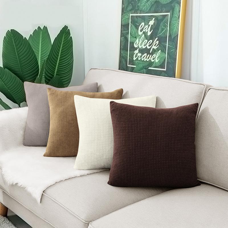 Waterproof Solid Color Jacquard Pillow Cover for Sofa Office Waist Cushion Cover Home Decorative Pillowcase Decoration 45x45