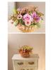 Floral Pastoral Wood Art: Straw, Willow, Rattan Weaving with Artificial Flowers and Basket Ornaments for Home and Living Room Décor