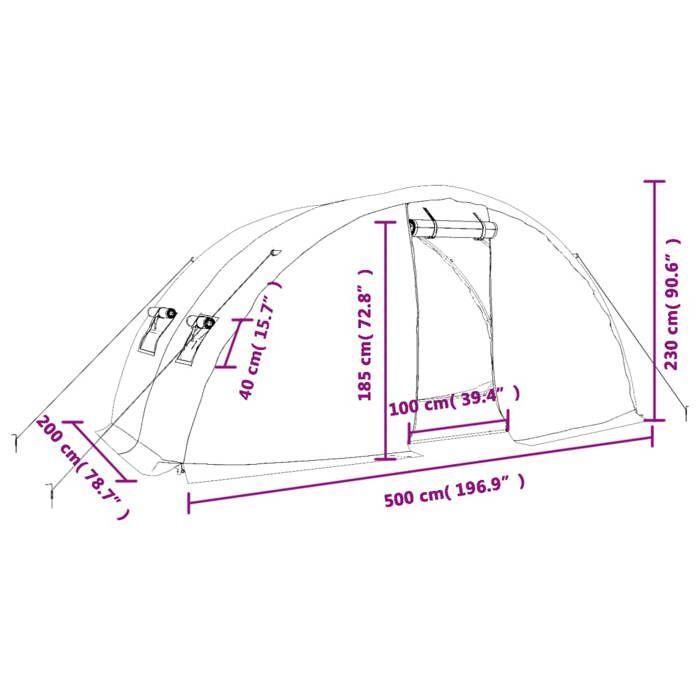 VidaXL Serre avec cadre en acier vert 10 m² 5x2x2,3 m, polytunnel, serre à cadre froid, serre pour tomate, serre de jardin, 364085