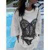 Kkx European and American Sexy Bikini Print White Short-Sleeved T-shirt Female Street Trend All-Match Casual Sexy Tops Summer