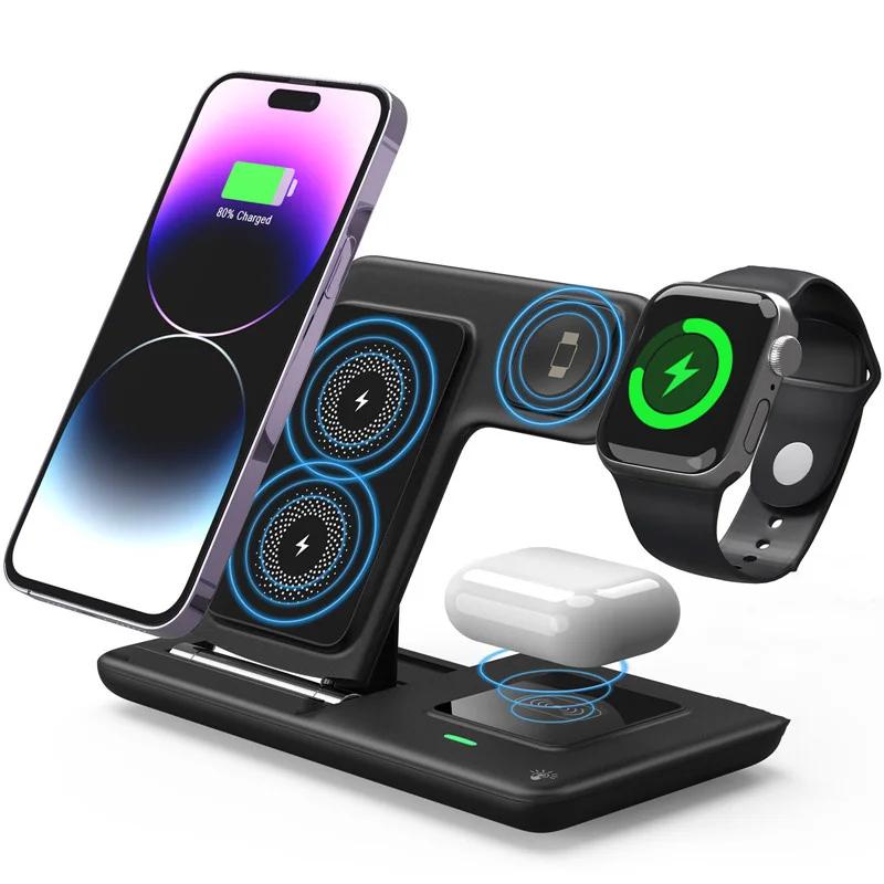 3 In 1Foldable Charging Station For iPhone 17 16 15 14 13 Pro Max Apple Watch Airpods  iWatch 8 7 6 Fast Wireless Charger Stand