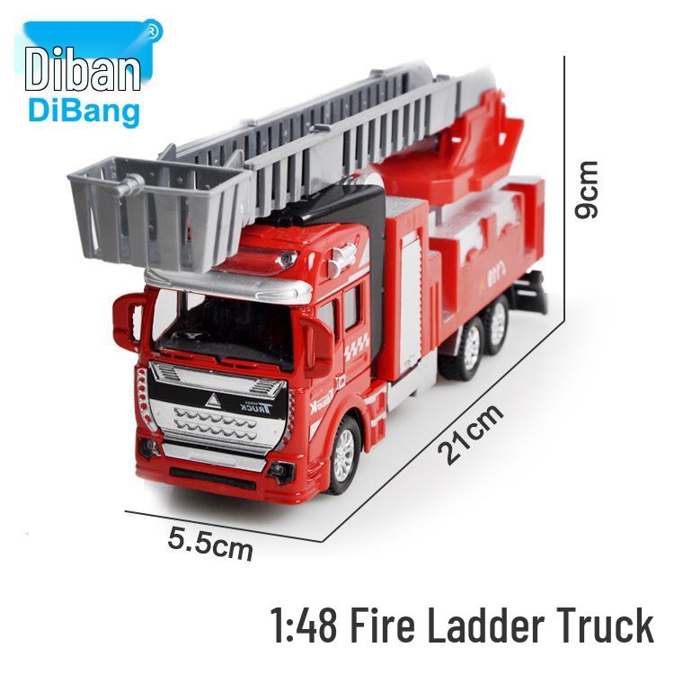 Children's Pull-Back Alloy Fire Ladder Truck Toy