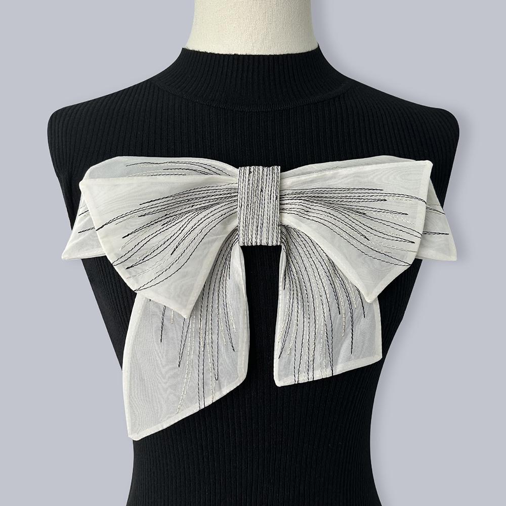 

1 шт. большой белый черный бант нашивка ручной работы для ремонта аксессуаров для одежды 29*24 см белый