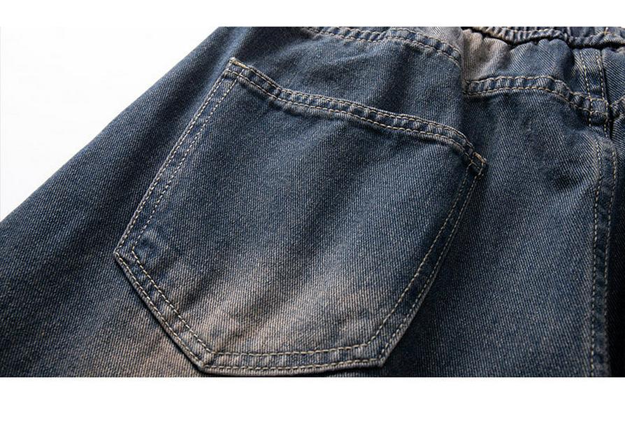 Yadu - Four Seasons Washed Denim Retro Loose Straight-Leg Unisex Casual Pants 522