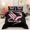 Set Biancheria da Letto Palermo FC Aquila Rosa 3 Pezzi, Moderno Set Copripiumino con Emblema Squadra Calcio per Camera da Letto dei Tifosi Regalo