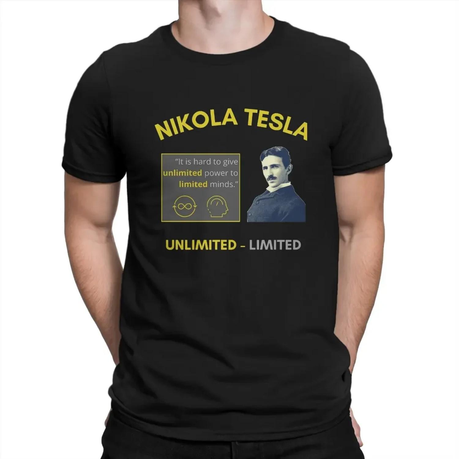 

Nikola Tesllaa Men s TShirt unlimited power to limited minds Individuality T Shirt Graphic Streetwear New Trend S чёрный