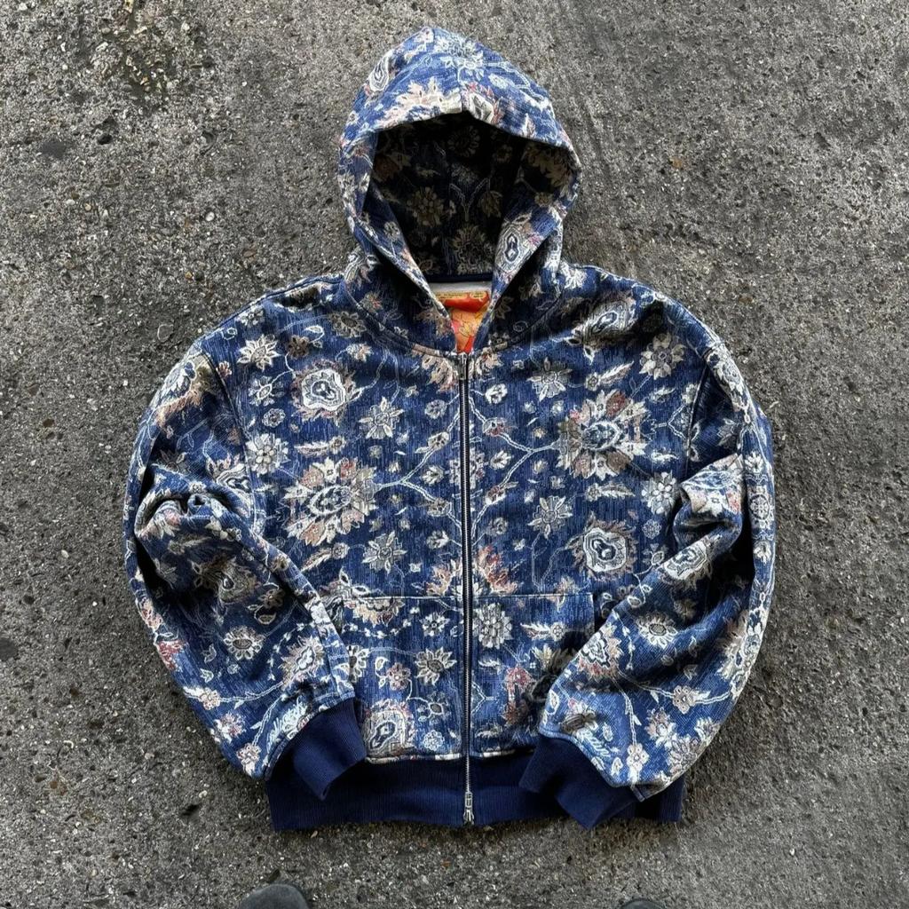 Street Retro Sports Outdoor Water Washed Loose Zipper Hoodie Street Wear Y2k Punk American Couple Jogging Hoodie