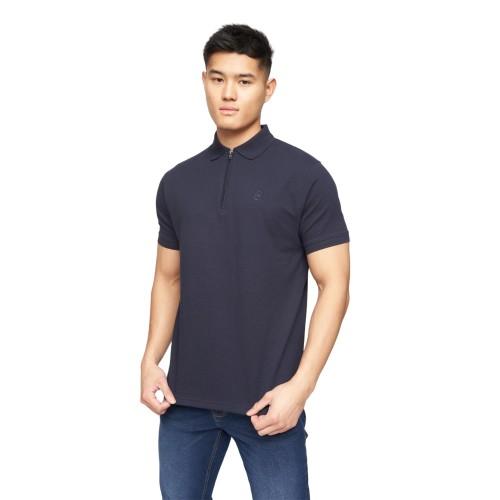 Crosshatch Mens Telepart Quarter Zip Polo Shirt