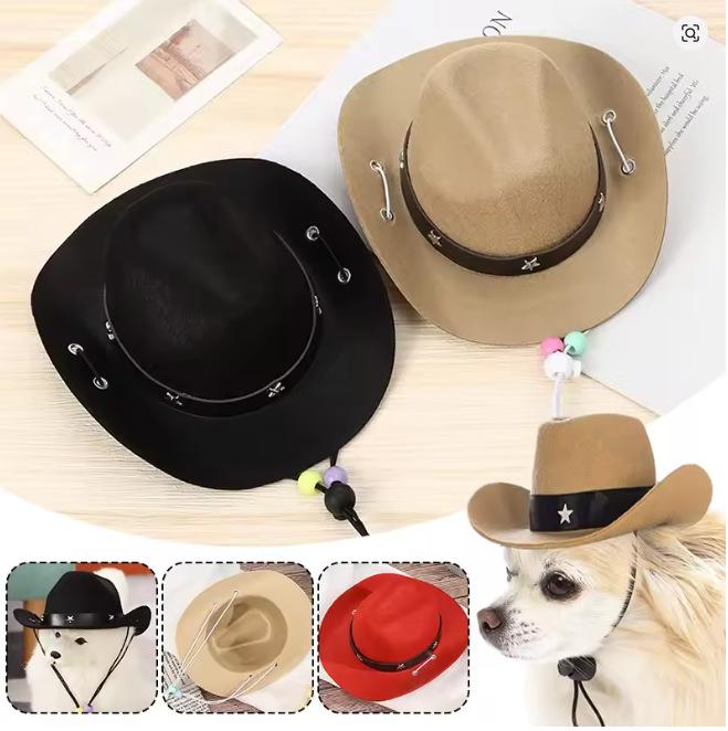 Pet Stylish Western Cowboy Hat Adjustable Headwear For Outdoor Summer Cat &Dog Accessories Travel Photography Decoration.