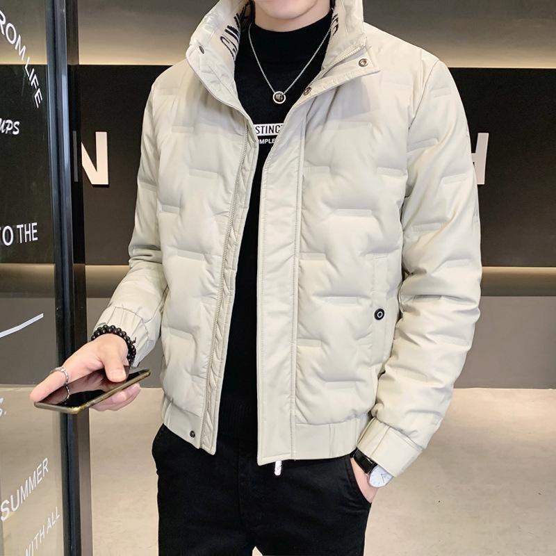 

Short stand-up collar down jacket men s winter 2025 new ruffian handsome high-end casual warm winter jacket cotton jacket 5XL бежевый