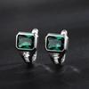 Hip-Hop Square U-Shaped Emerald Diamond-Encrusted Light Luxury Stud Earrings For Men And Women, Personalized Trendy Earrings